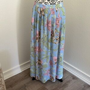 Vintage 90s Donn Kenny Classics Women’s Floral Maxi Skirt in Blue and Pink Sz M